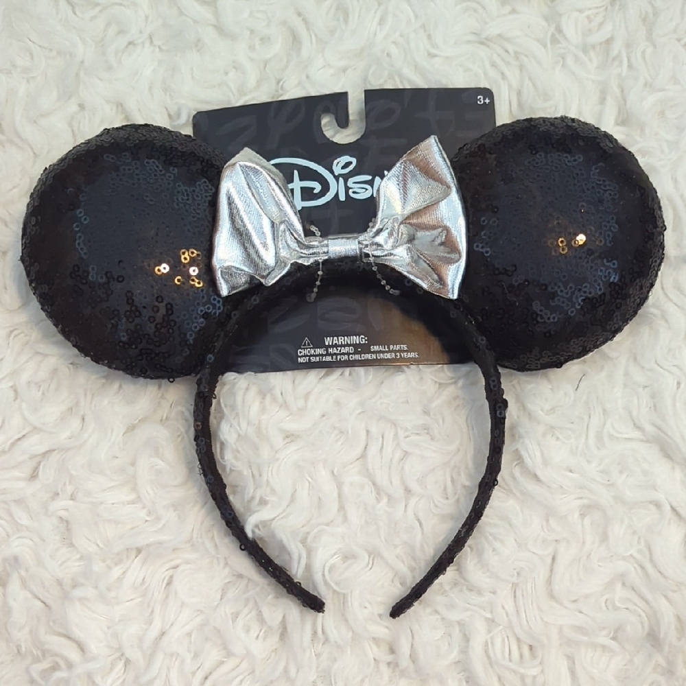 Disney Black and Silver Sequin Ears Headband